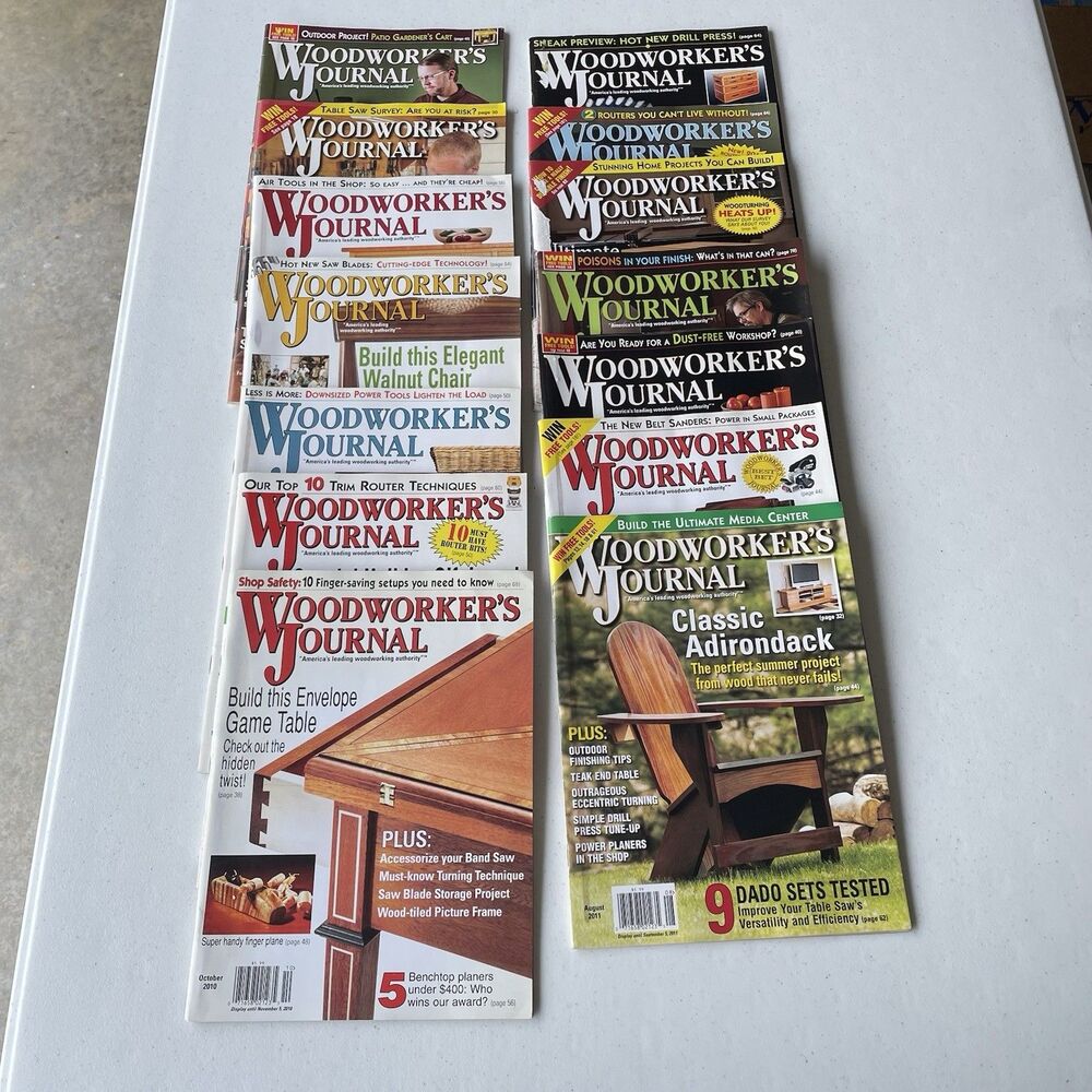 Lot 14 Woodworker’s Journal Magazines 2010–2013 Woodworking Back Issues